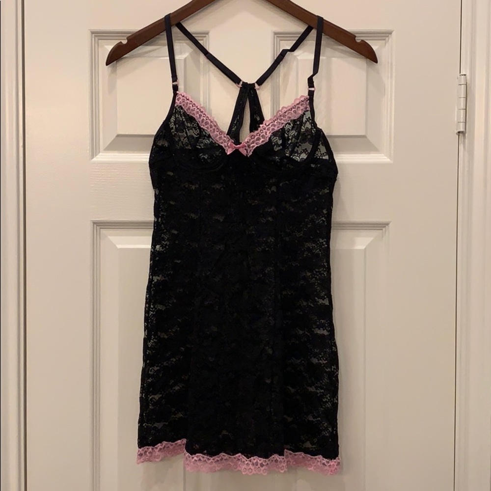 Black and pink lace lingerie